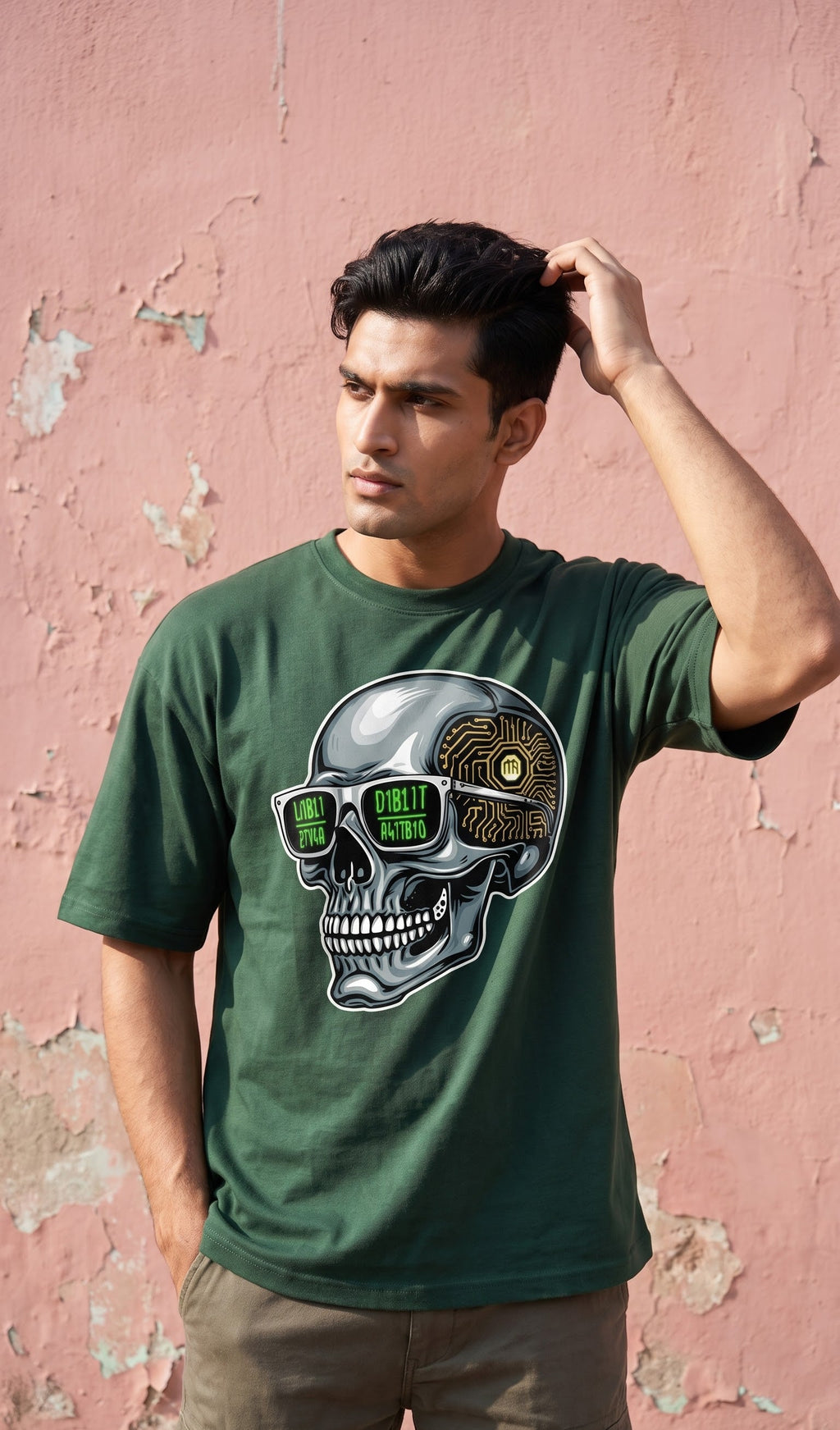 Unisex Terry Oversized Tee- Skull