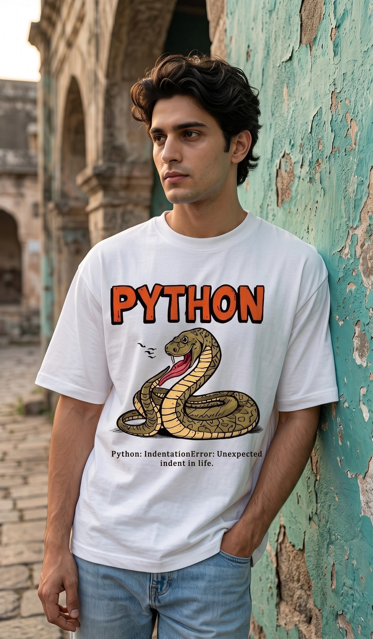 Men Oversized Classic T-Shirt- Python