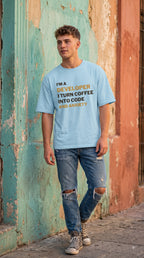 Men Oversized Classic T-Shirt- Code to Coffee
