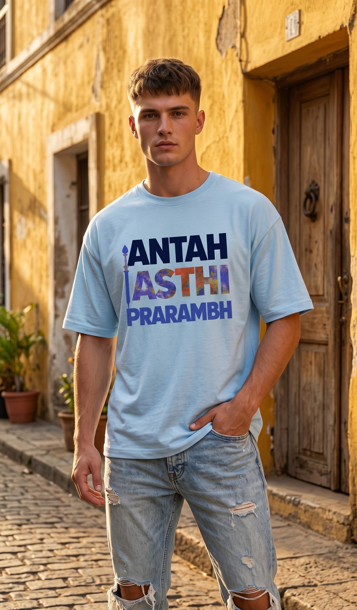 Unisex Terry Oversized Tee- Antah Asthi Prarambh
