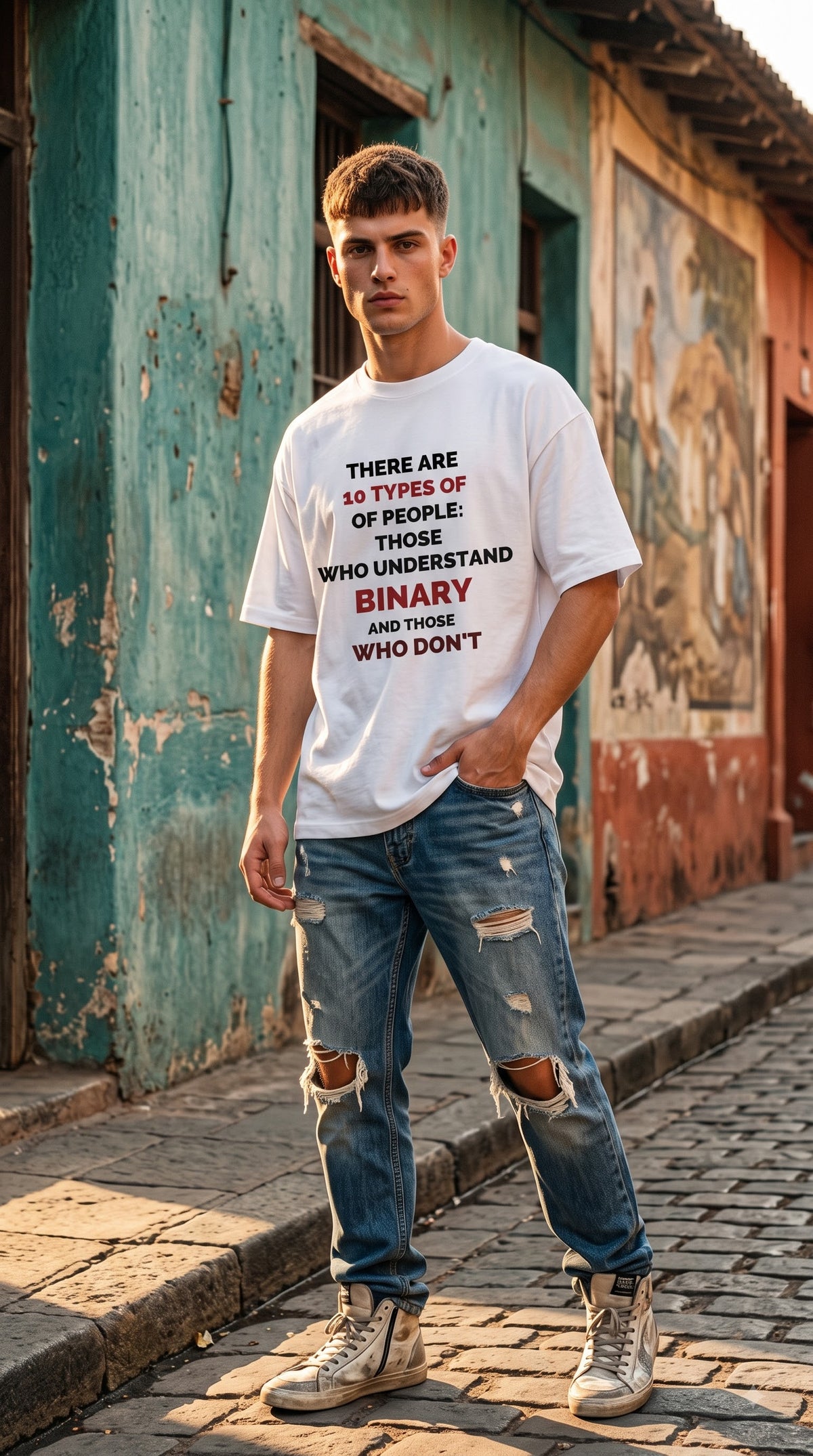 Men Oversized Classic T-Shirt- Binary