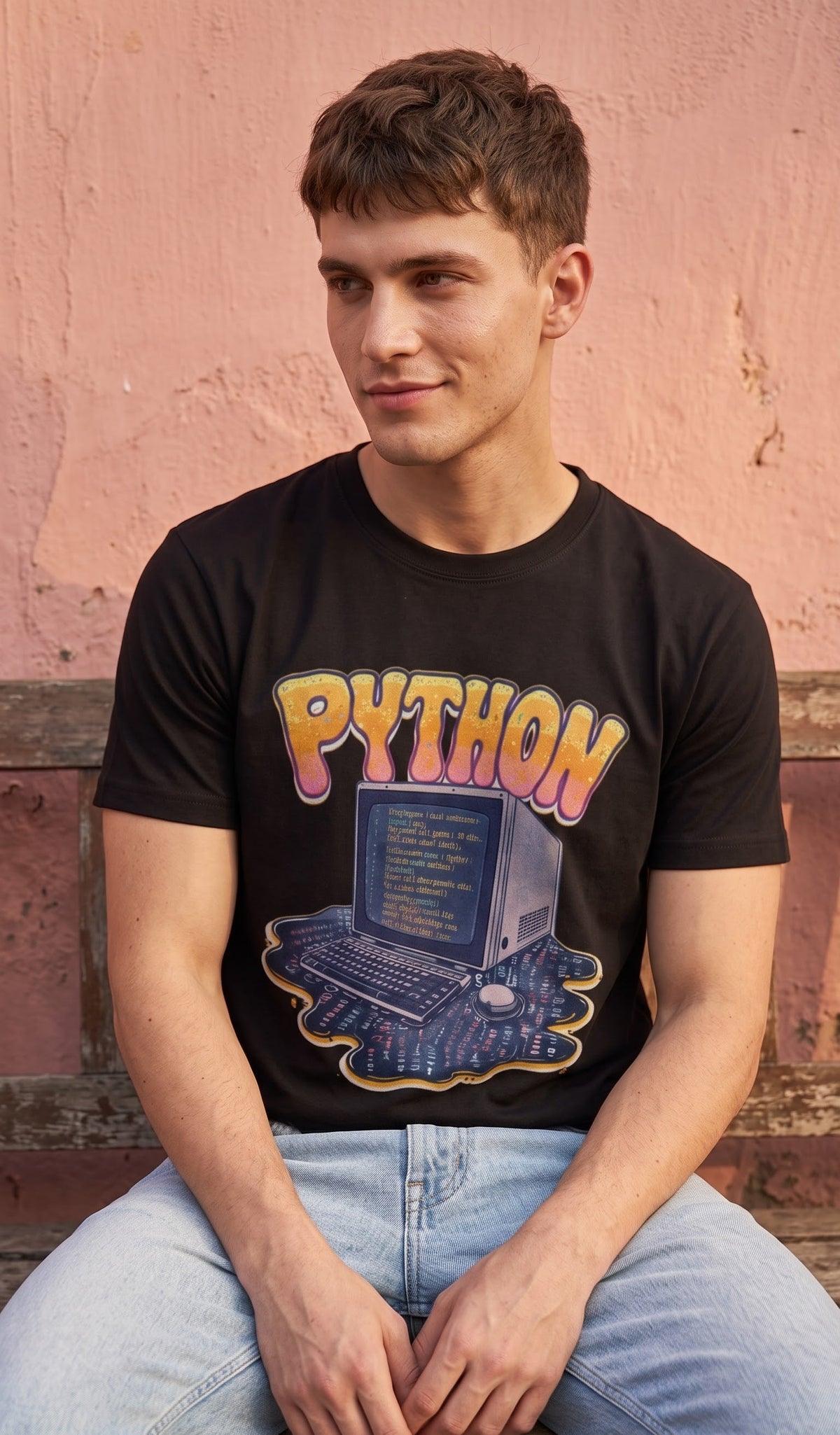 Men Regular T-Shirt- Python