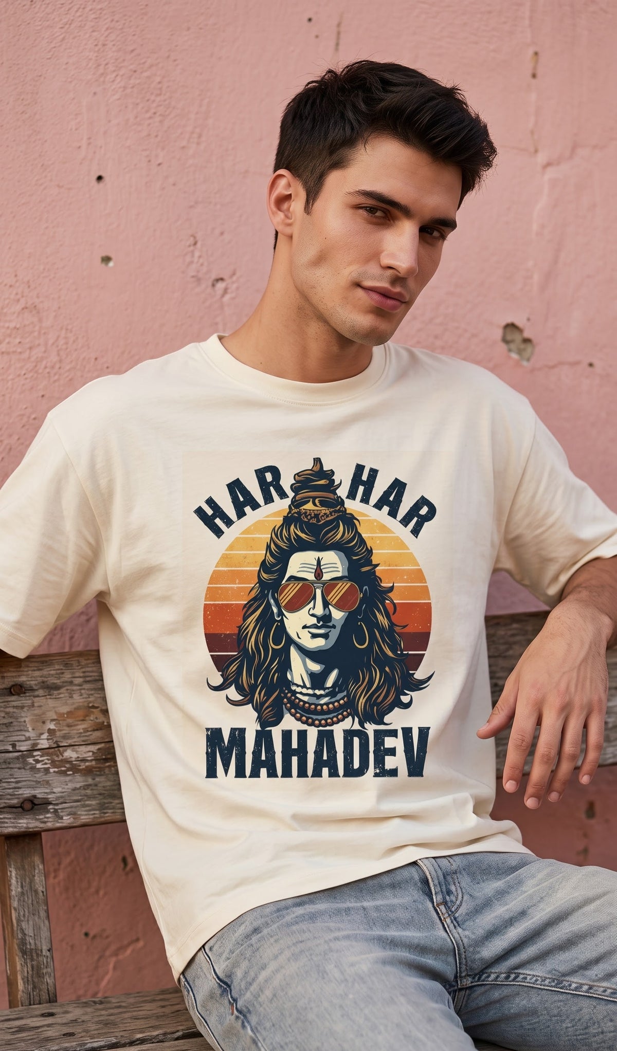 Men Oversized Classic T-Shirt- Mahadev
