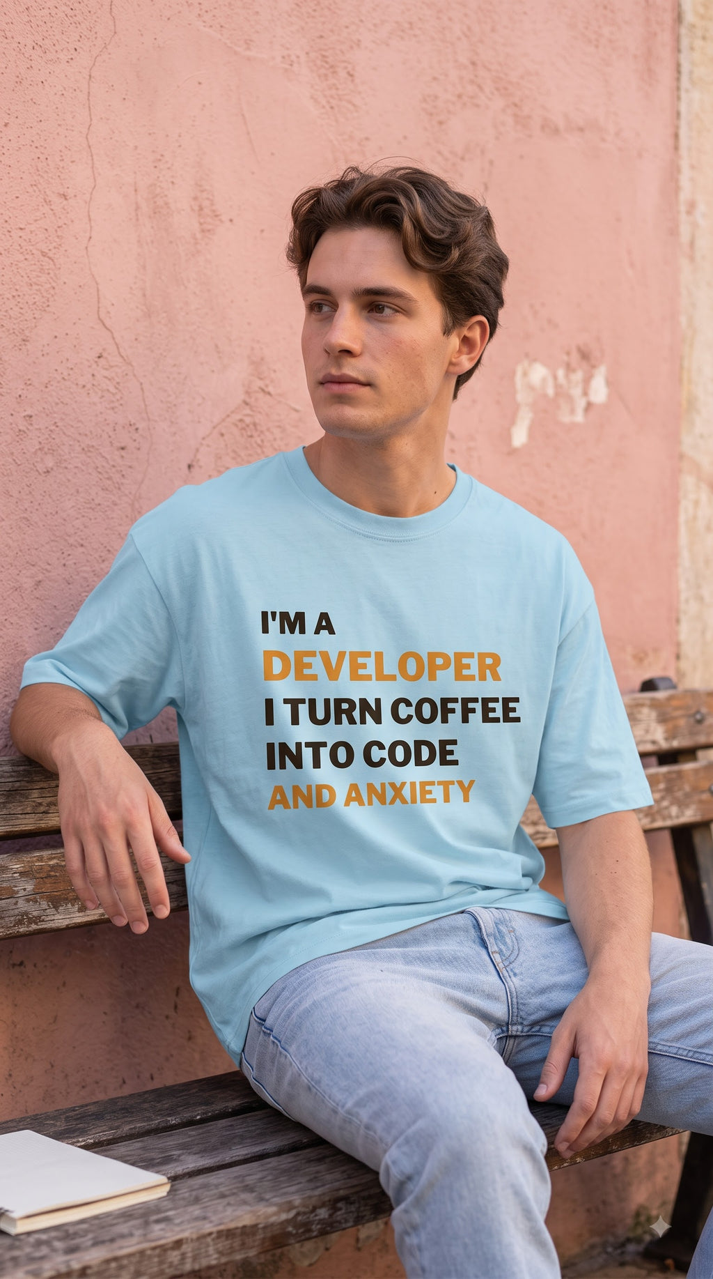 Men Oversized Classic T-Shirt- Code to Coffee