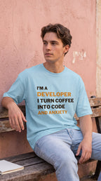 Men Oversized Classic T-Shirt- Code to Coffee