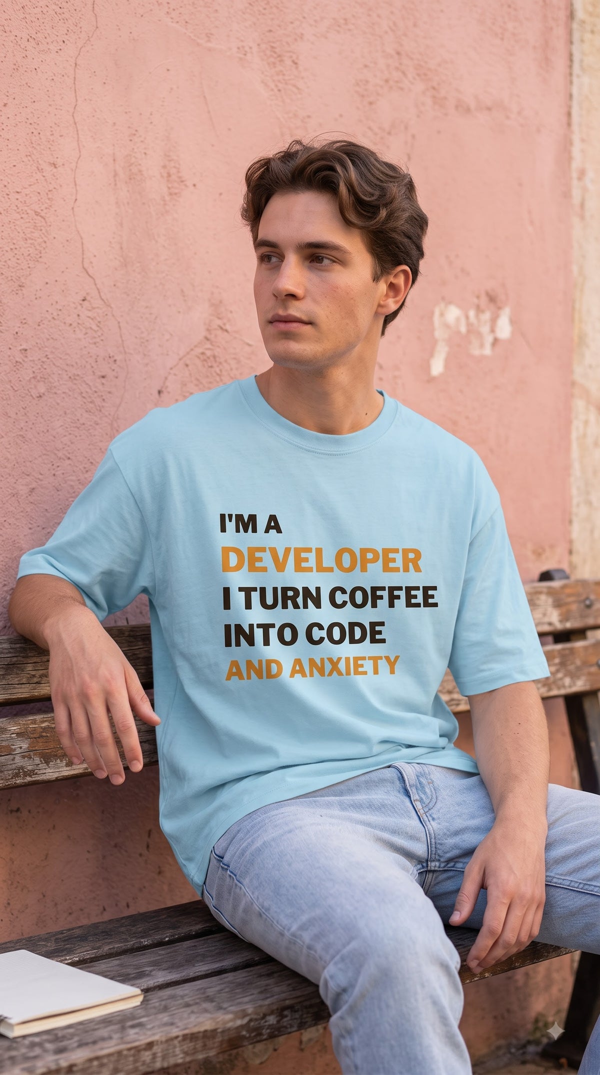 Men Oversized Classic T-Shirt- Code to Coffee