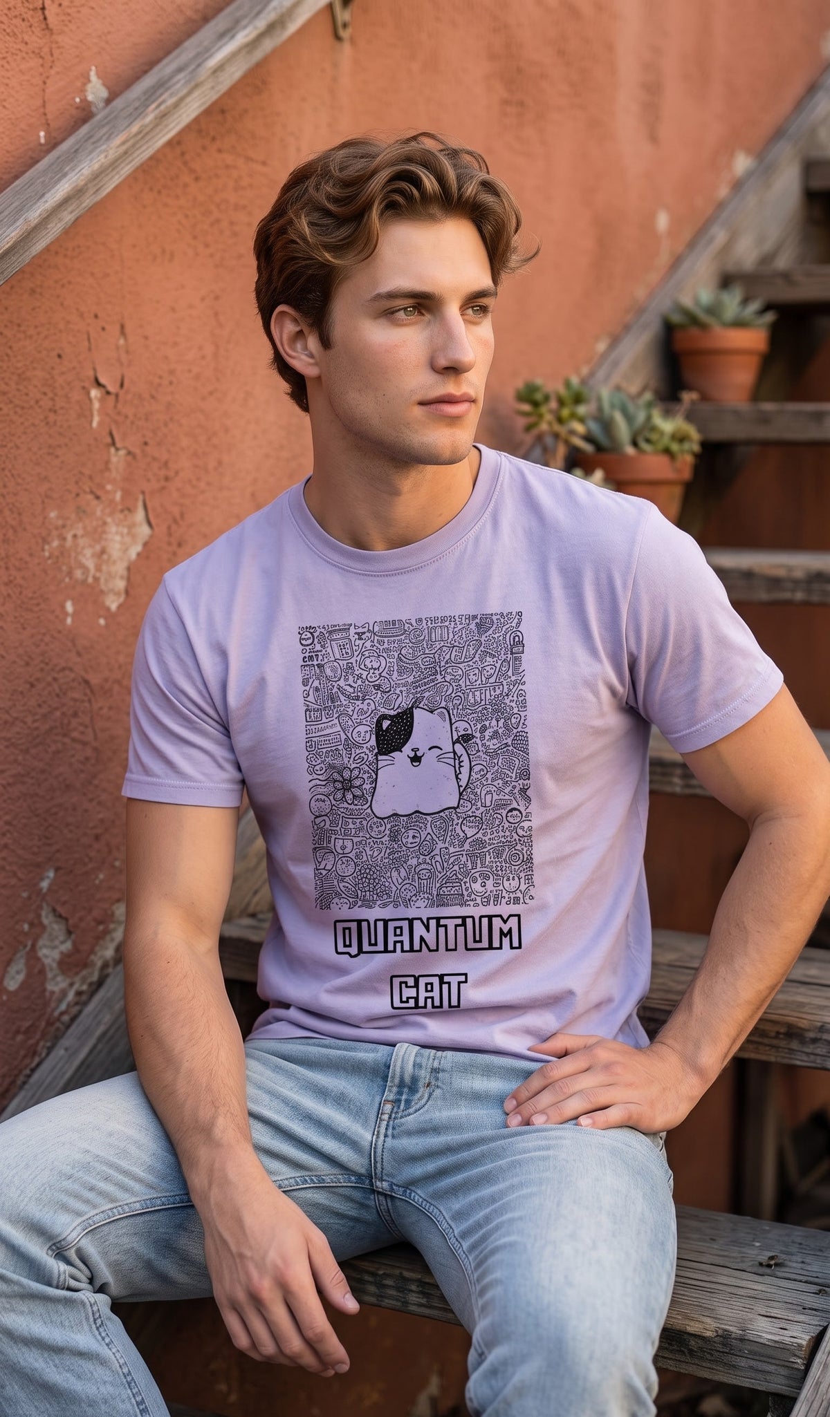 Men Regular T-Shirt- Quantum Cat