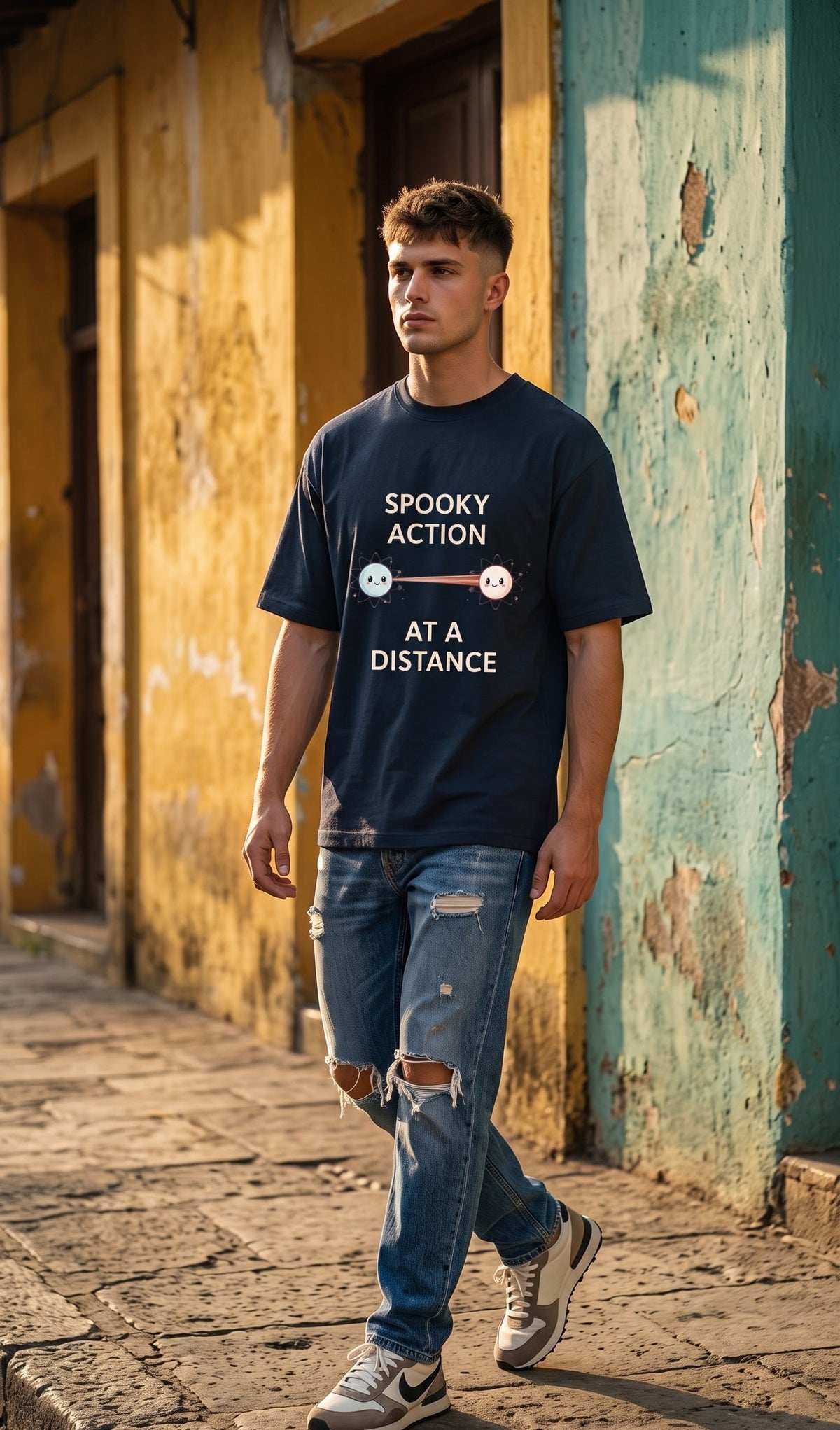 Men Oversized Classic T-Shirt- Spooky Action