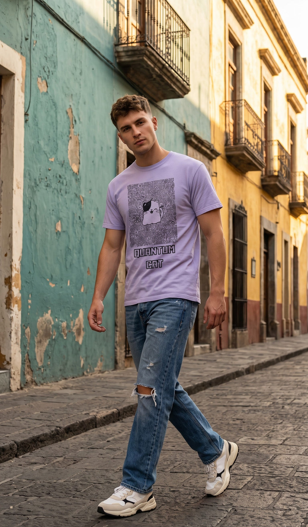 Men Regular T-Shirt- Quantum Cat