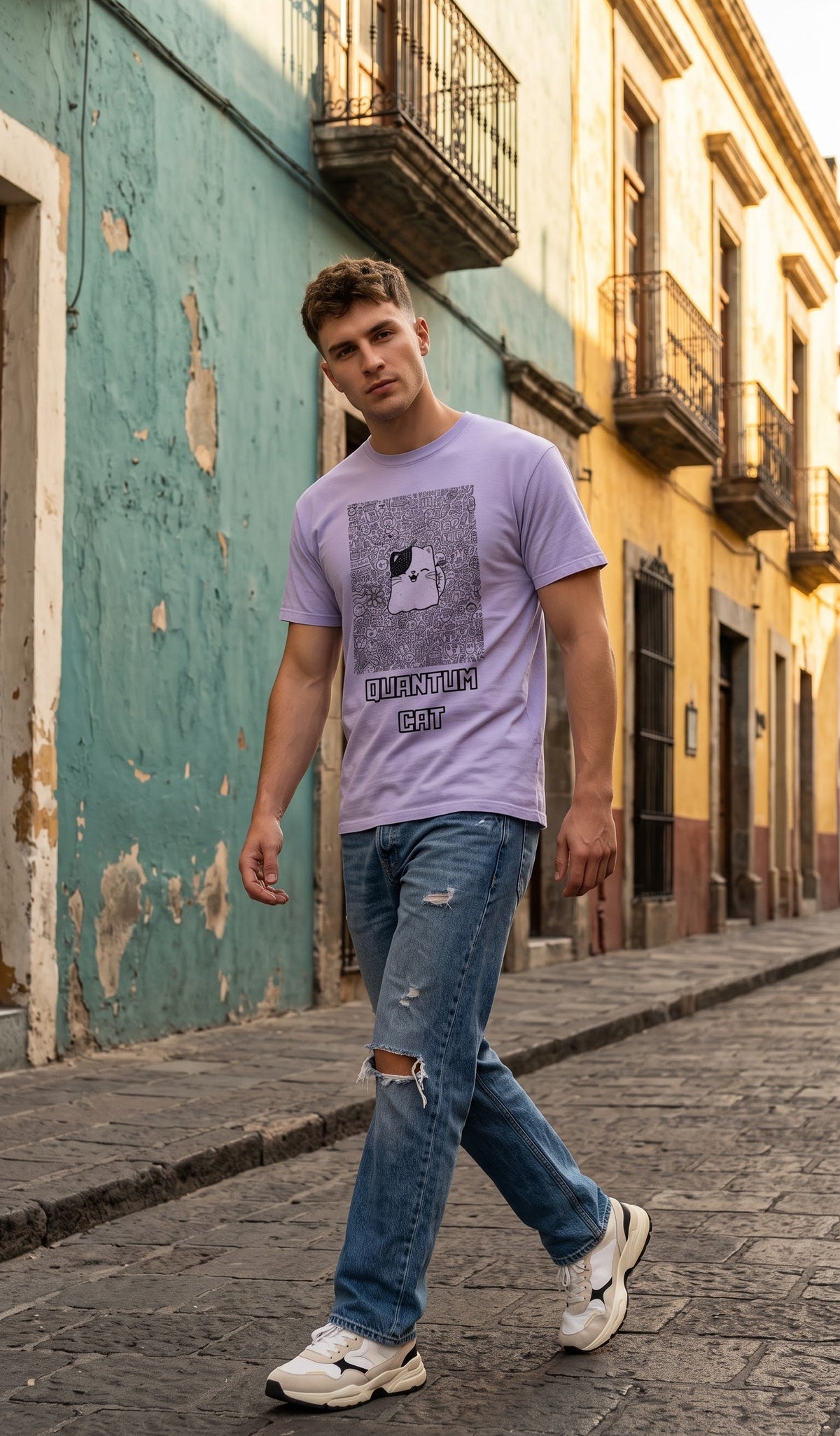 Men Regular T-Shirt- Quantum Cat