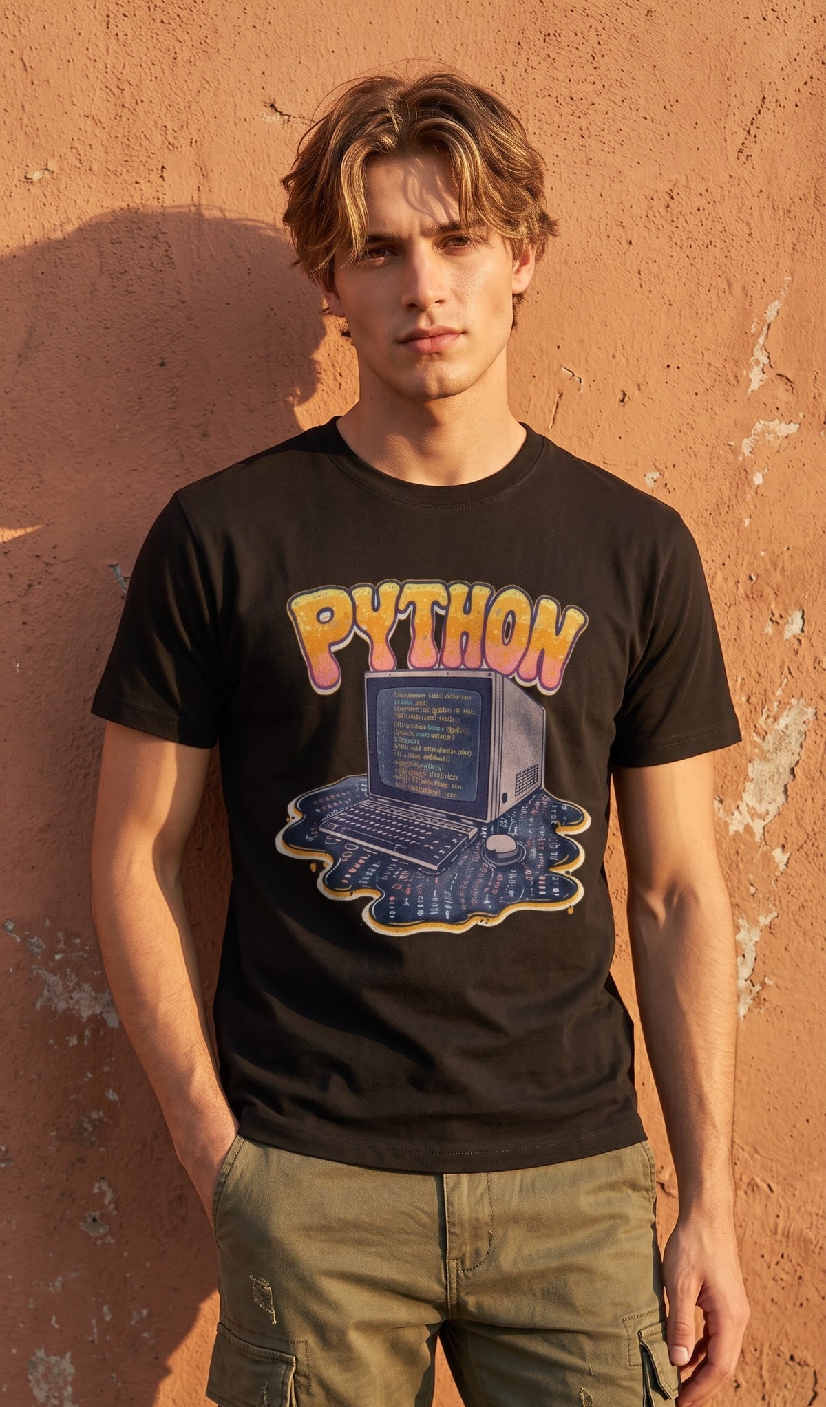 Men Regular T-Shirt- Python