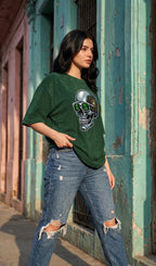 Unisex Terry Oversized Tee- Skull