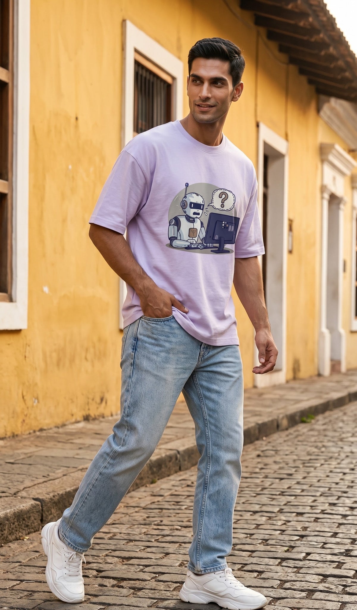 Unisex Terry Oversized Tee- Robot
