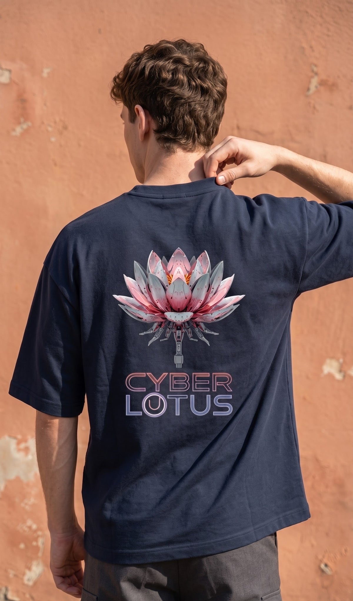 Unisex Terry Oversized Tee- Cyber Lotus