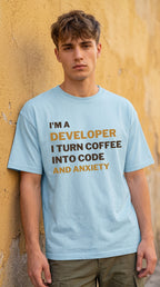 Men Oversized Classic T-Shirt- Code to Coffee