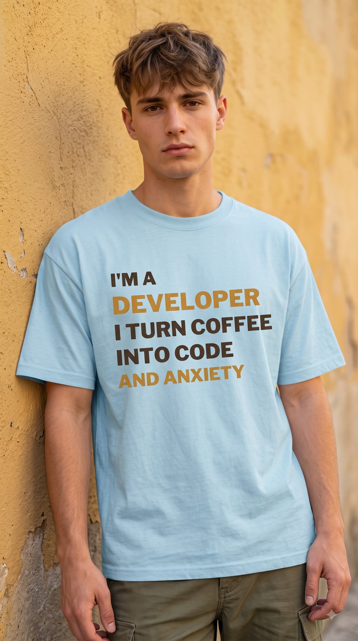 Men Oversized Classic T-Shirt- Code to Coffee