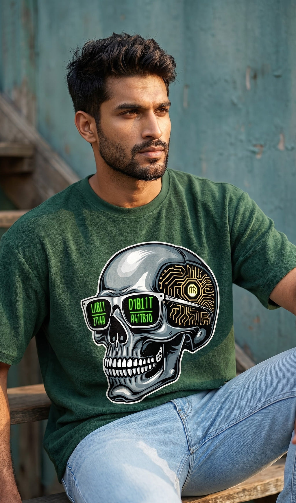 Unisex Terry Oversized Tee- Skull