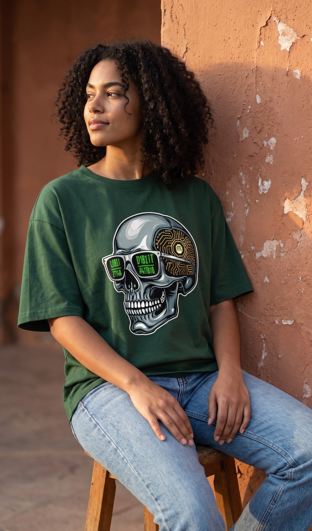 Unisex Terry Oversized Tee- Skull