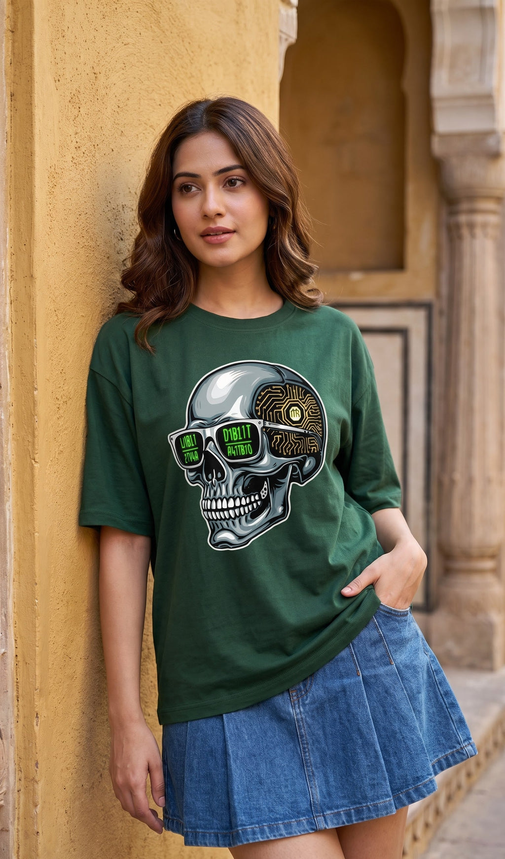 Unisex Terry Oversized Tee- Skull