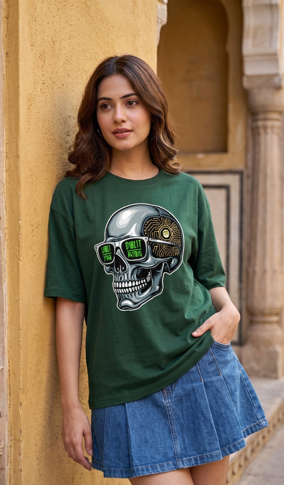 Unisex Terry Oversized Tee- Skull