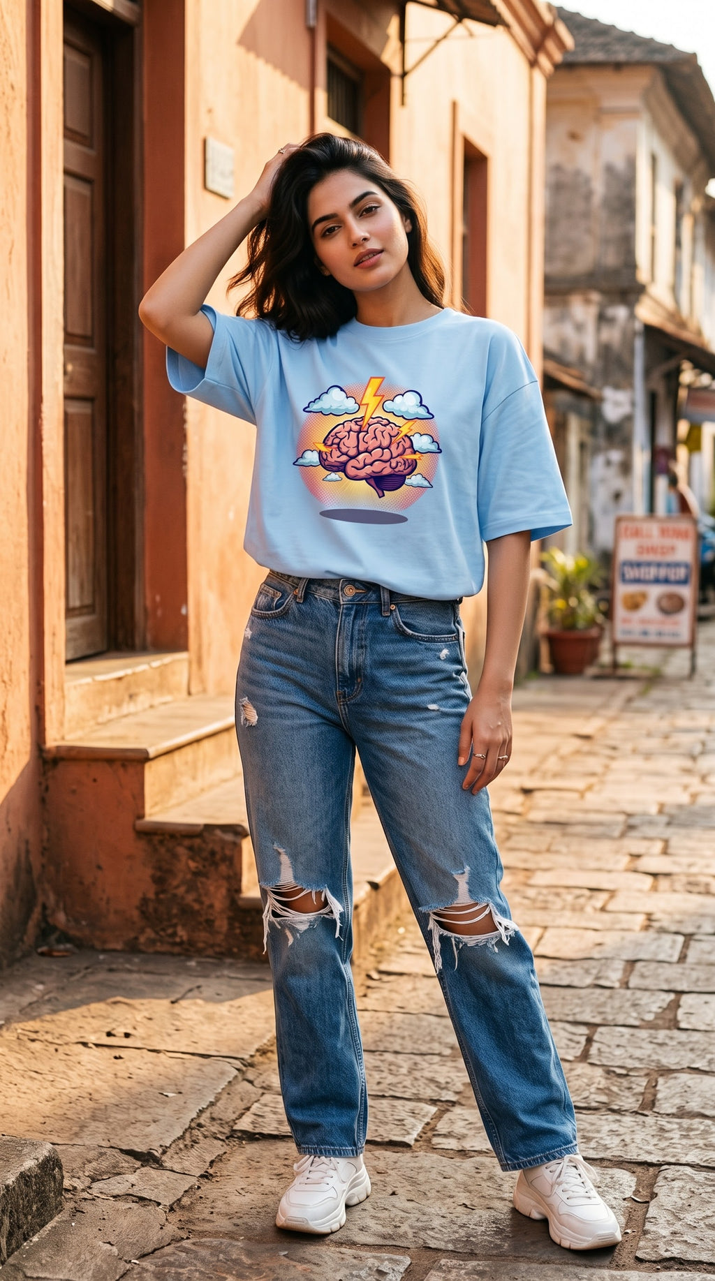 Unisex Terry Oversized Tee- Brain Shock