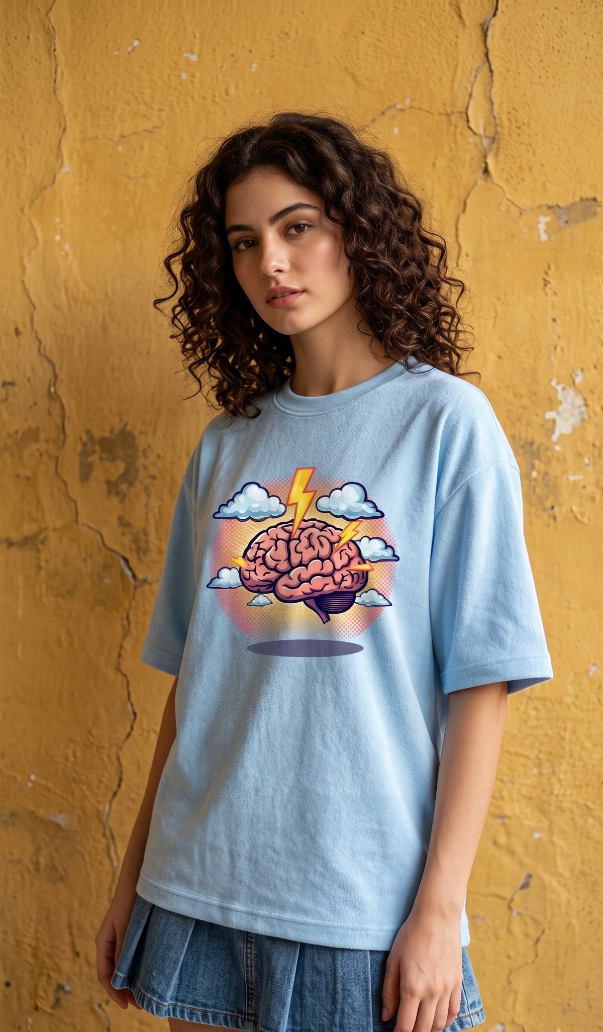 Unisex Terry Oversized Tee- Brain Shock