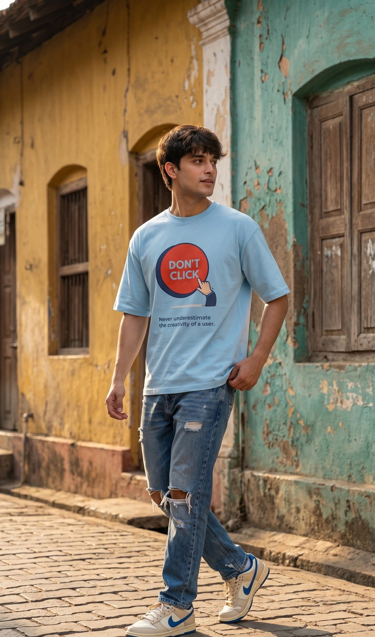 Men Oversized Classic T-Shirt- Don't click